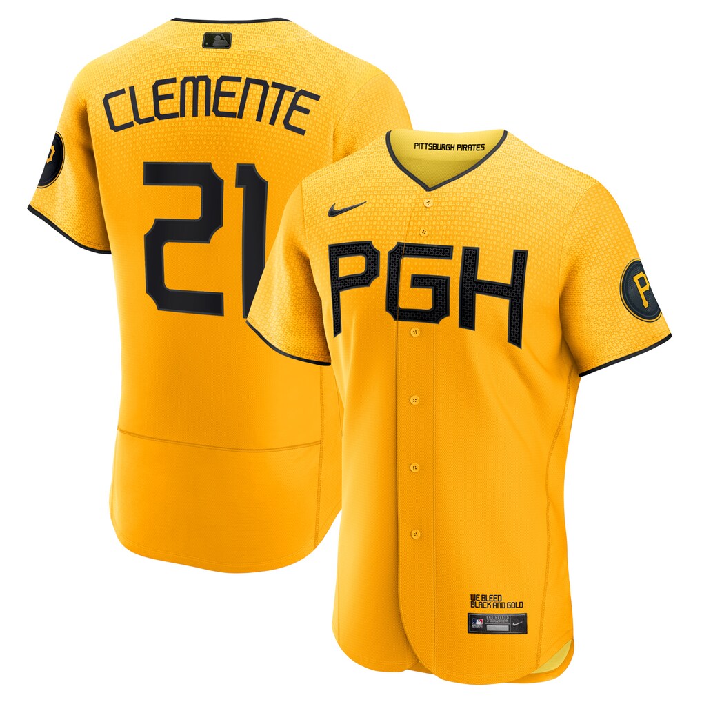 Men's Pittsburgh Pirates Roberto Clemente Nike Gold City Connect Authentic Player Jersey - ujerseystore