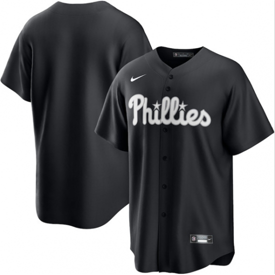 Men's Philadelphia Phillies Blank Black Lights Out Limited Stitched Baseball Jersey - Ujersey