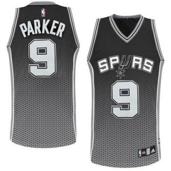 Men's Adidas San Antonio Spurs #9 Tony Parker Authentic Black Resonate Fashion NBA Jersey - Ujersey