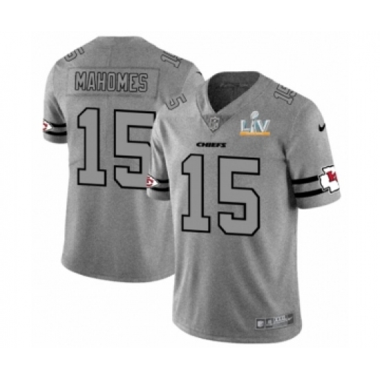 Women's Kansas City Chiefs #15 Patrick Mahomes Gray Gridiron Super Bowl LV Jersey - Ujersey