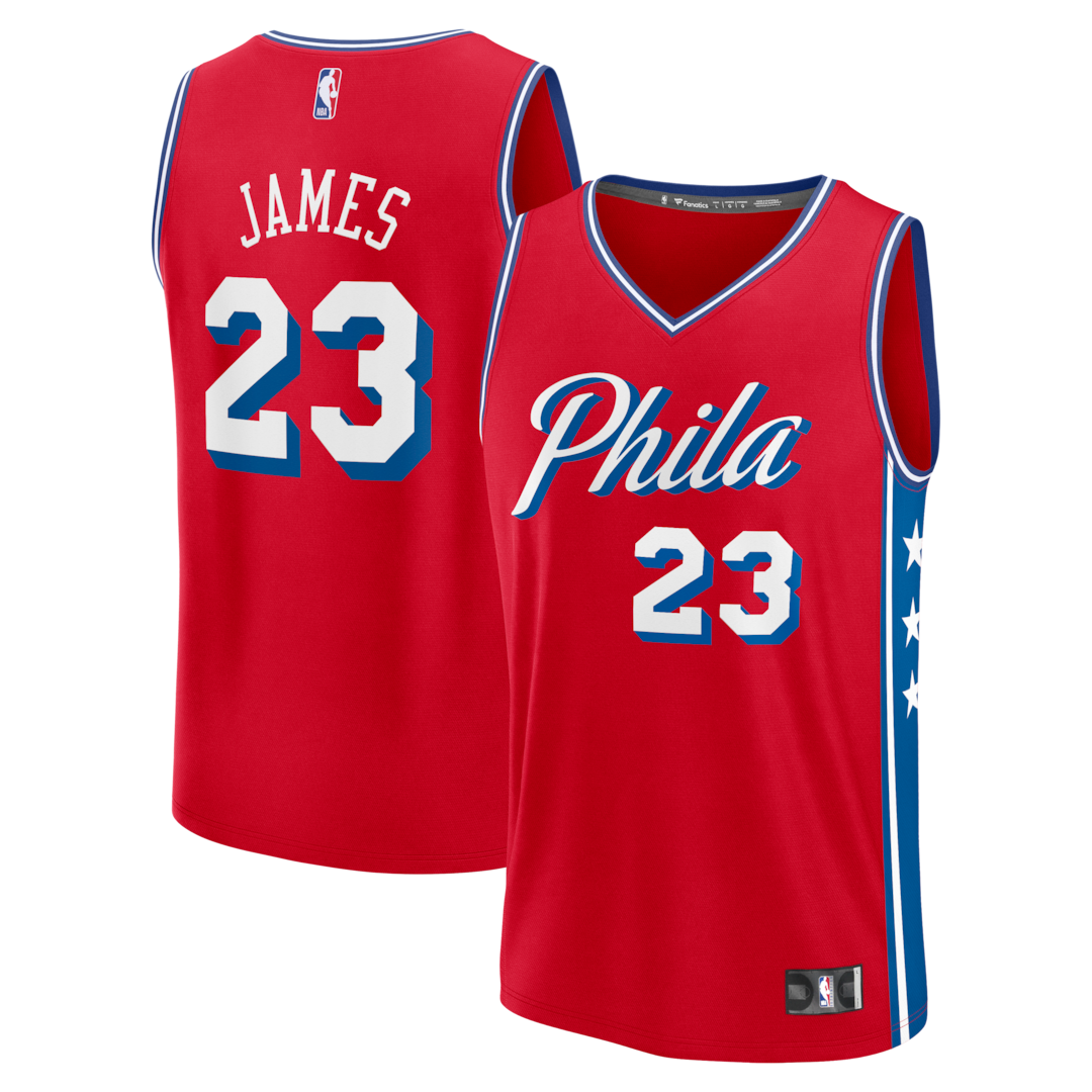 Men's Philadelphia 76ers LeBron James Fanatics Red Fast Break Jersey - Statement Edition