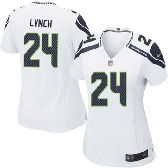 Women's Nike Seattle Seahawks #24 Marshawn Lynch Game White NFL Jersey - Ujersey