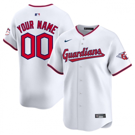 Men's Cleveland Guardians Active Player Custom White Home Limited Stitched Baseball Jersey - Ujersey