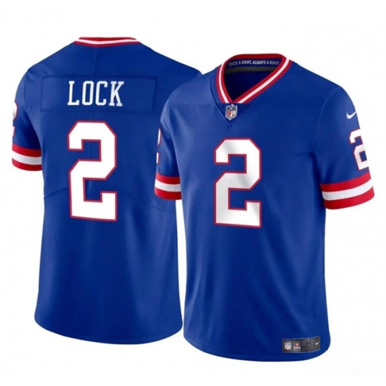 Men's New York Giants #2 Drew Lock Blue Throwback Vapor Untouchable Limited Football Stitched Jersey - Ujersey