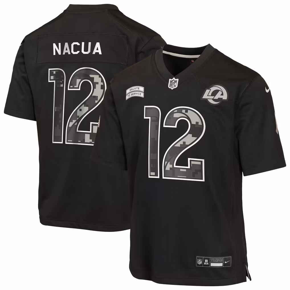 Youth Los Angeles Rams Puka Nacua Nike Black 2026 Salute to Service Game Jersey