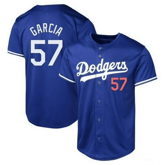 Men's Los Angeles Dodgers #57 Luis Garcia Blue Cool Base Stitched Baseball Jersey - Ujersey