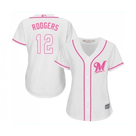 Women's Milwaukee Brewers #12 Aaron Rodgers Replica White Fashion Cool Base Baseball Jersey - Ujersey