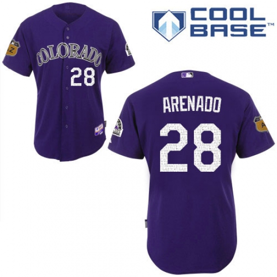 Youth Majestic Colorado Rockies #28 Nolan Arenado Authentic Purple 2017 Spring Training Cool Base MLB Jersey