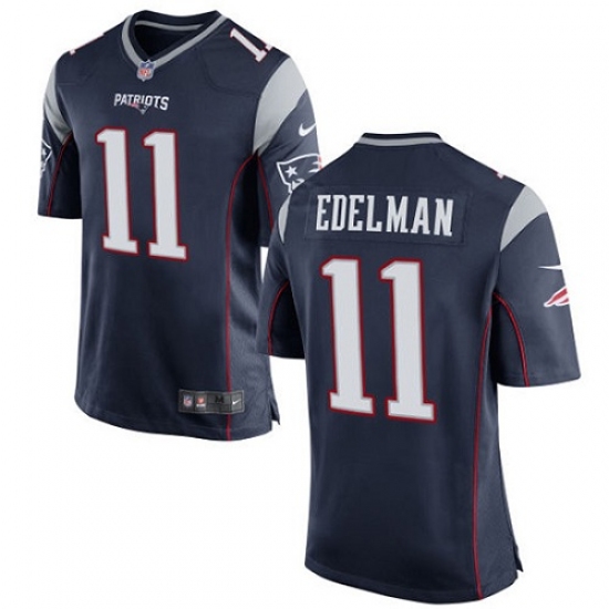 Men's Nike New England Patriots #11 Julian Edelman Game Navy Blue Team Color NFL Jersey - Ujersey