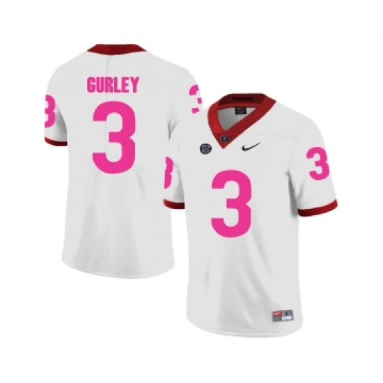 Georgia Bulldogs 3 Todd Gurley White 2018 Breast Cancer Awareness College Football Jersey - Ujersey