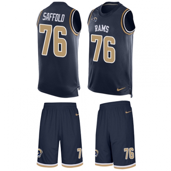 Men's Nike Los Angeles Rams #76 Rodger Saffold Limited Navy Blue Tank Top Suit NFL Jersey - Ujersey