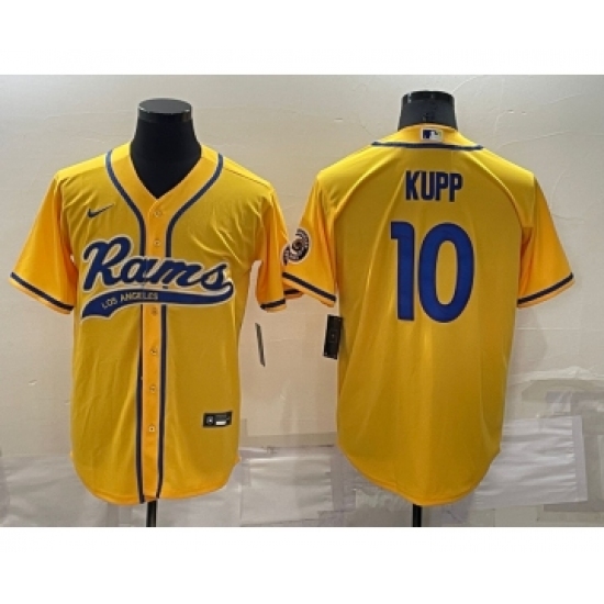Men's Los Angeles Rams #10 Cooper Kupp Yellow Stitched Cool Base Nike Baseball Jersey - Ujersey