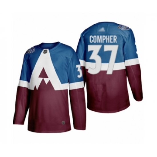 Women's Colorado Avalanche #37 J.T. Compher Authentic Burgundy Blue 2020 Stadium Series Hockey Jersey - Ujersey