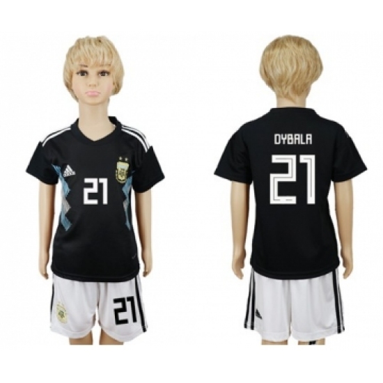 Argentina #21 Dybala Away Kid Soccer Country Jersey