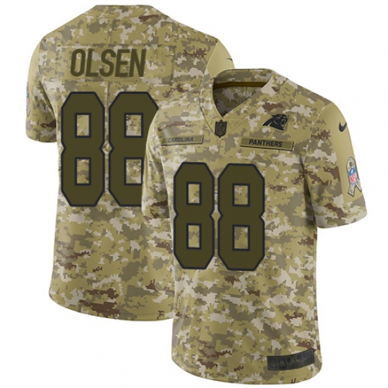 Youth Nike Carolina Panthers #88 Greg Olsen Limited Camo 2018 Salute to Service NFL Jersey - Ujersey