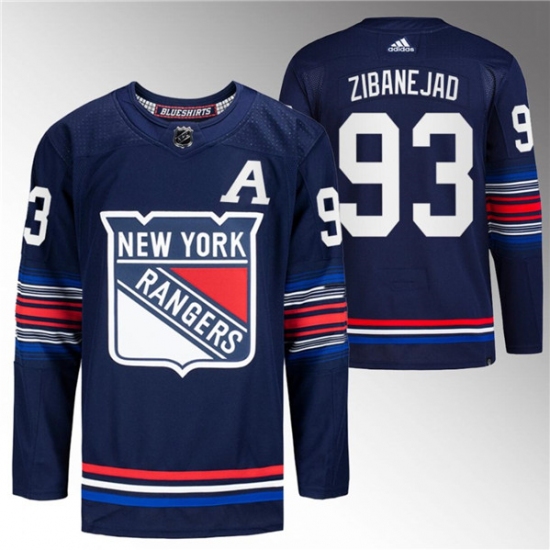 Men's New York Rangers #93 Mika Zibanejad Navy Stitched Jersey - Ujersey