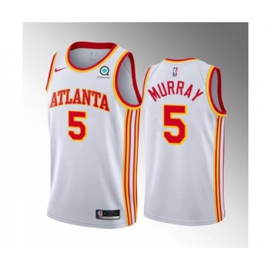 Men's Atlanta Hawks #5 Dejounte Murray White Stitched Jersey - Ujersey