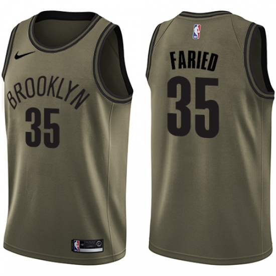 Youth Nike Brooklyn Nets #35 Kenneth Faried Swingman Green Salute to Service NBA Jersey - Ujersey