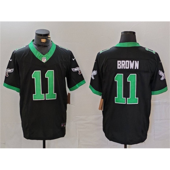 Men's Philadelphia Eagles #11 A. J. Brown Black F.U.S.E. Vapor Untouchable Football Stitched Jersey - Ujersey