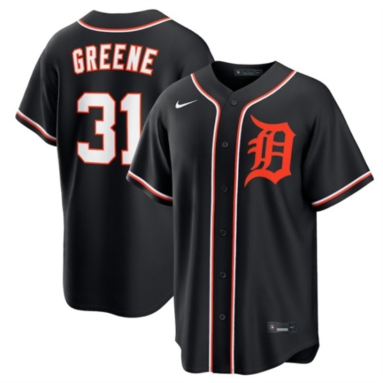 Men's Detroit Tigers #31 Riley Greene Black Out Stitched Baseball Jersey - Ujersey