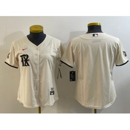 Women's Texas Rangers Blank Cream 2023 City Connect Stitched Baseball Jersey - Ujersey
