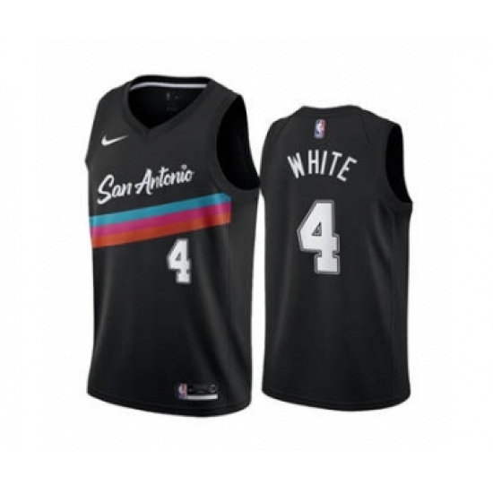 Men's San Antonio Spurs #4 Derrick White Black City Edition Fiesta 2020-21 Stitched Basketball Jersey - Ujersey