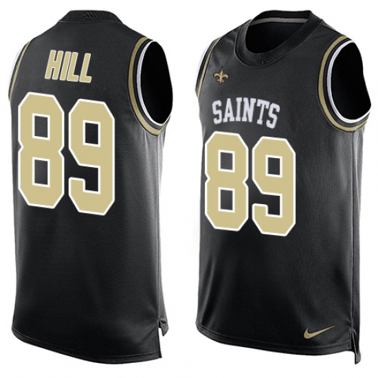 Men's Nike New Orleans Saints #89 Josh Hill Limited Black Player Name & Number Tank Top NFL Jersey - Ujersey