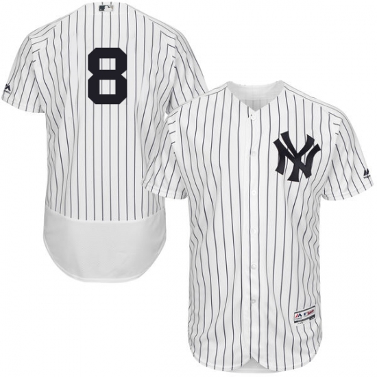 Men's Majestic New York Yankees #8 Yogi Berra White Home Flex Base Authentic Collection MLB Jersey - Ujersey
