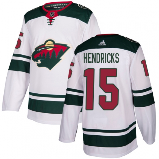 Men's Adidas Minnesota Wild #15 Matt Hendricks Authentic White Away NHL Jersey - Ujersey