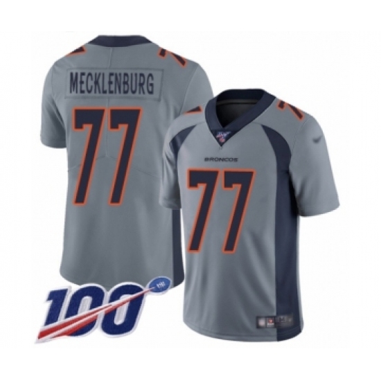 Youth Denver Broncos #77 Karl Mecklenburg Limited Silver Inverted Legend 100th Season Football Jersey - Ujersey