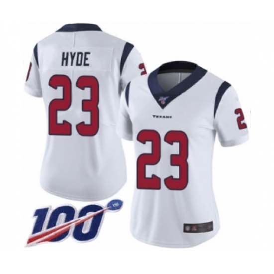 Women's Houston Texans #23 Carlos Hyde White Vapor Untouchable Limited Player 100th Season Football Jersey - Ujersey