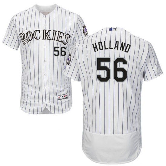 Men's Majestic Colorado Rockies #56 Greg Holland White Flexbase Authentic Collection MLB Jersey - Ujersey