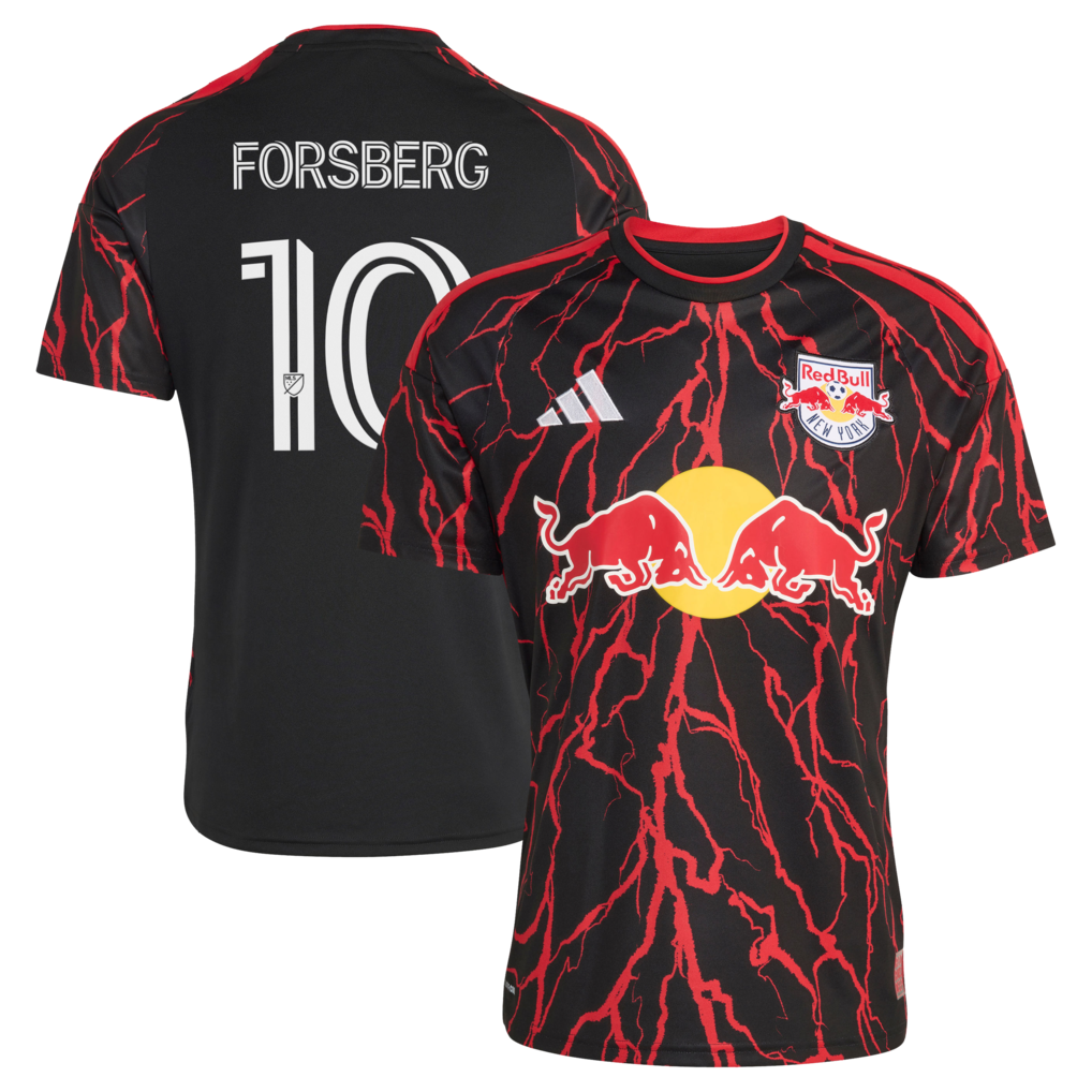 Men's New York Red Bulls Emil Forsberg adidas Black 2026 The Rooted Kit Replica Jersey - Ujersey