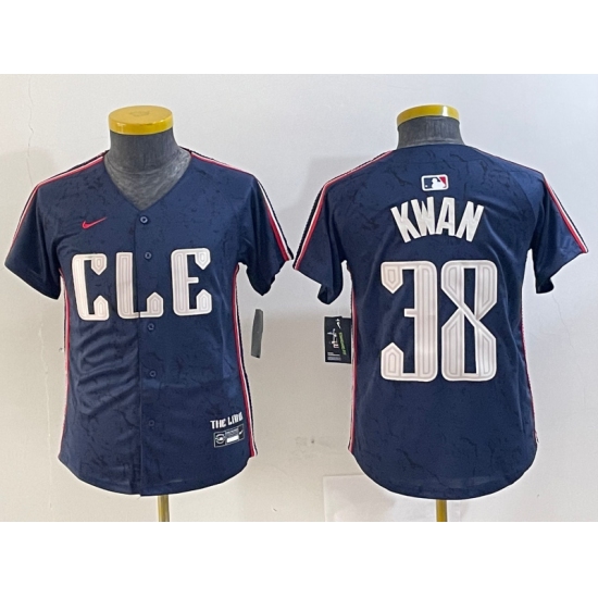 Youth Cleveland Guardians #38 Steven Kwan Navy 2024 City Connect Limited Stitched Baseball Jersey