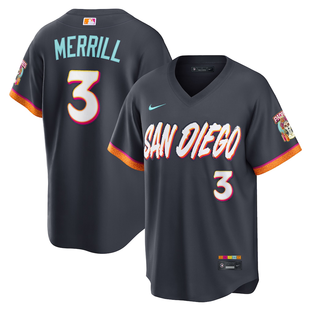 Men's San Diego Padres Jackson Merrill Nike Obsidian 2026 City Connect Stadium Jersey - Vujersey Los Angeles Rams