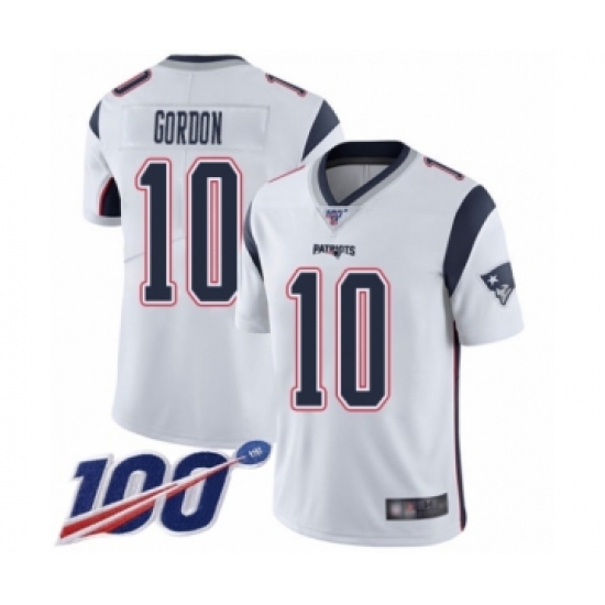 Men's New England Patriots #10 Josh Gordon White Vapor Untouchable Limited Player 100th Season Football Jersey - Ujersey