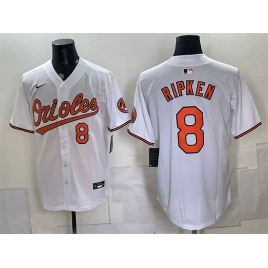 Men's Baltimore Orioles #8 Cal Ripken Jr. White 2025 Home Limited Stitched Baseball Jersey - Ujersey