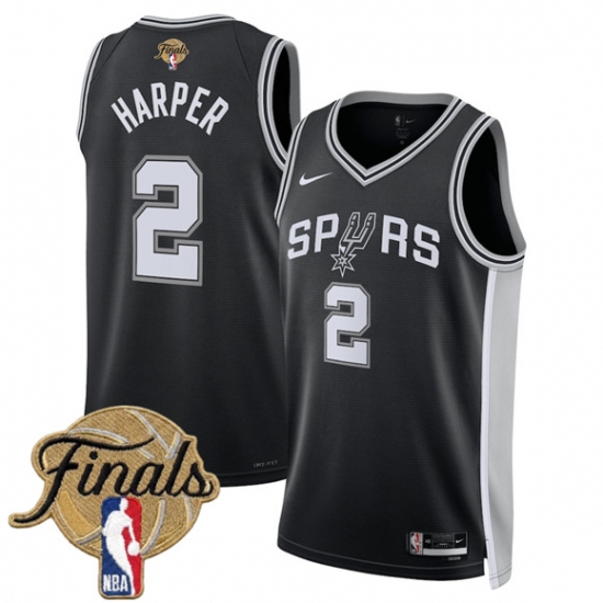 Men's San Antonio Spurs #2 Dylan Harper Black 2026 Finals Icon Edition Stitched Basketball Jersey - Ujersey