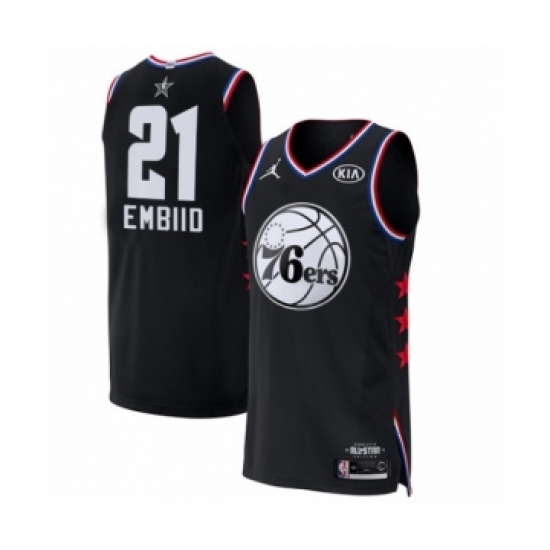 Men's Jordan Philadelphia 76ers #21 Joel Embiid Authentic Black 2019 All-Star Game Basketball Jersey - Ujersey