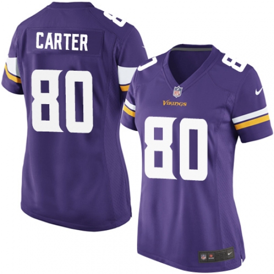 Women's Nike Minnesota Vikings #80 Cris Carter Game Purple Team Color NFL Jersey - Ujersey