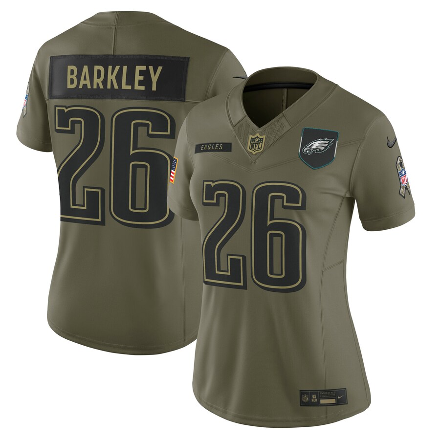 Women's Philadelphia Eagles Saquon Barkley Nike Olive 2025 Salute to Service Limited Jersey - Ujersey