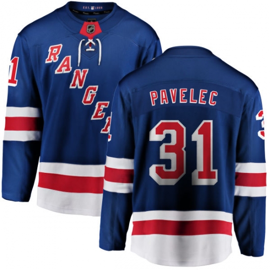 Men's New York Rangers #31 Ondrej Pavelec Fanatics Branded Royal Blue Home Breakaway NHL Jersey - Ujersey