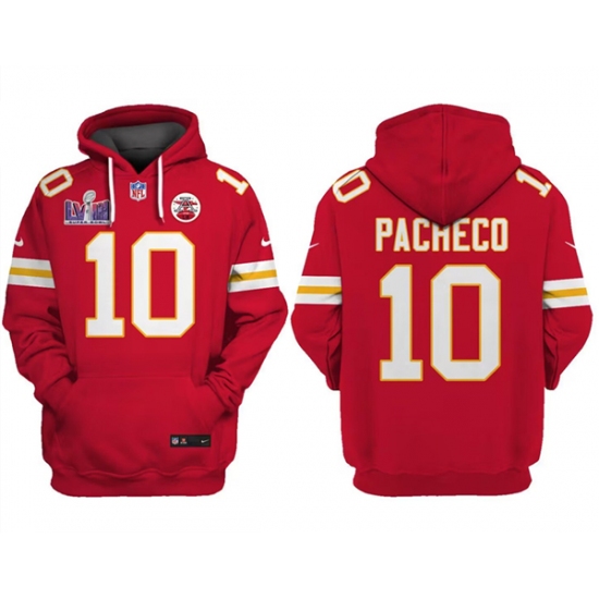 Men's Kansas City Chiefs #10 Isiah Pacheco Red Super Bowl LVIII Patch Limited Edition Hoodie - Ujersey