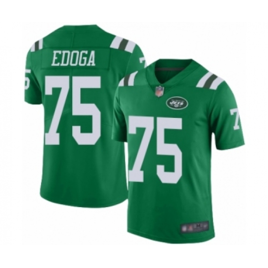 Men's New York Jets #75 Chuma Edoga Limited Green Rush Vapor Untouchable Football Jersey - Ujersey