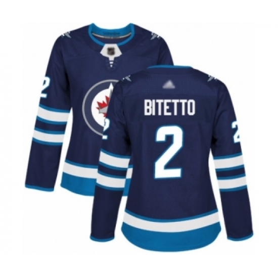 Women's Winnipeg Jets #2 Anthony Bitetto Premier Navy Blue Home Hockey Jersey - Ujersey