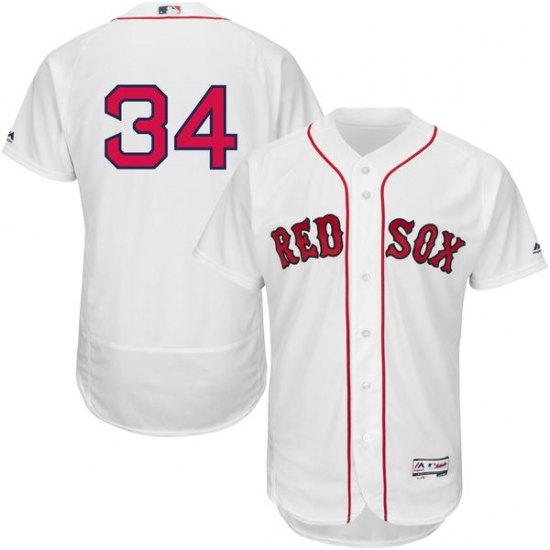 Men's Majestic Boston Red Sox #34 David Ortiz White Home Flex Base Authentic Collection MLB Jersey - Ujersey