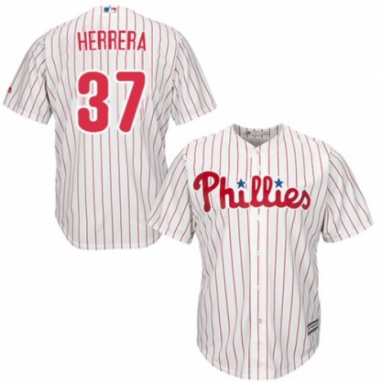 Youth Majestic Philadelphia Phillies #37 Odubel Herrera Authentic White/Red Strip Home Cool Base MLB Jersey - Ujersey