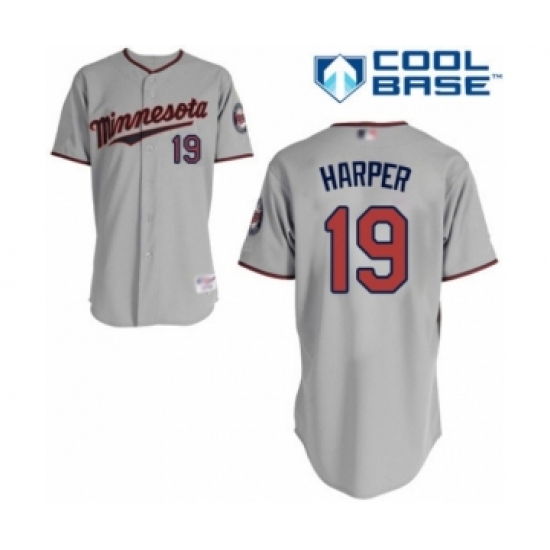 Youth Minnesota Twins #19 Ryne Harper Authentic Grey Road Cool Base Baseball Player Jersey - Ujersey