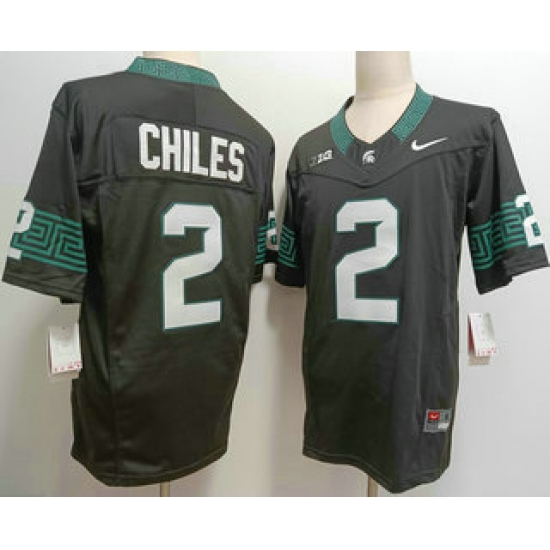 Men's Michigan State Spartans #2 Aidan Chiles Black FUSE College Football Jersey - Ujersey