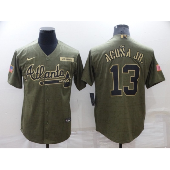 Men's Atlanta Braves #13 Ronald Acuna Jr. Salute To Service Stitched Baseball Jersey - Ujersey